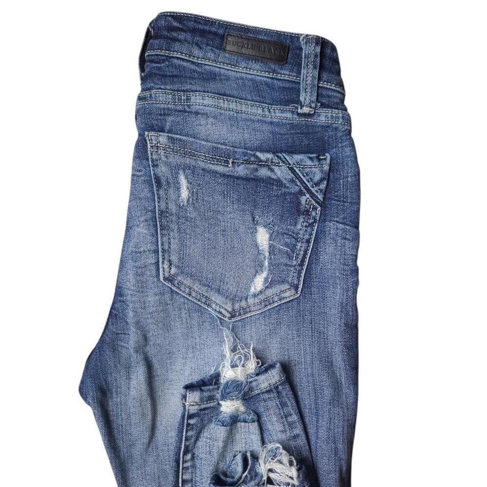 BKE Black Ankle Skinny Jeans Women's Size 26" Distressed Stretch Denim